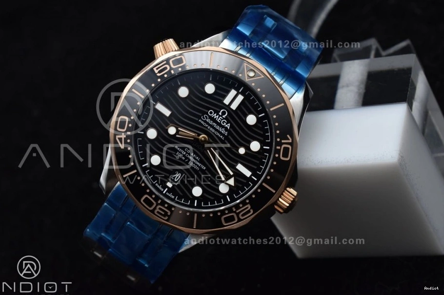 Ceramic A8800 Edition RG Seamaster Best Black SS on VSF Bracelet SS Black Diver Dial 300M 1:1 0104